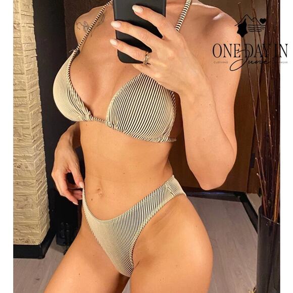 CharmLeaks Adjustable Triangle 3 Piece Bikini Swimsuit Size XL - Picture 2 of 6